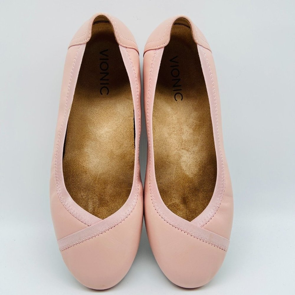 Vionic Ballet Flats Womens 8 Pink Caroll Leather Slip On Comfort Shoes - Picture 12 of 14